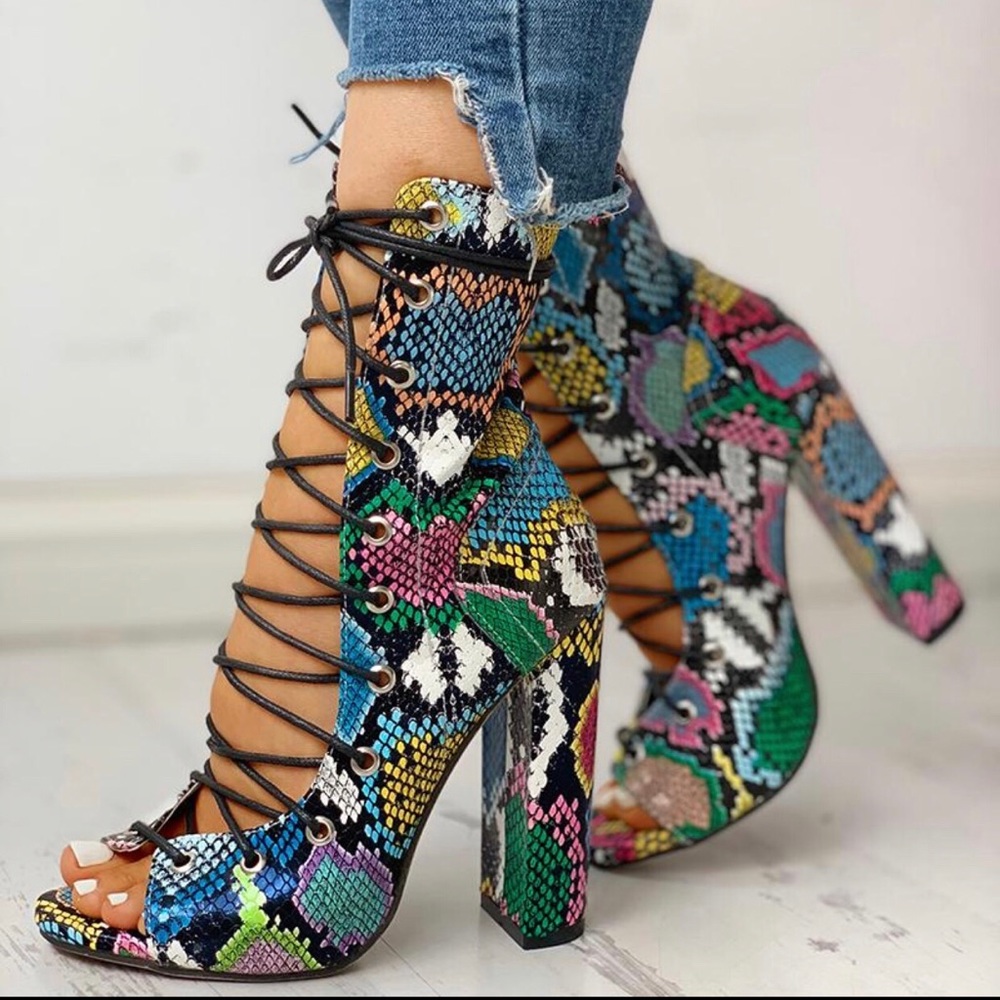Brand new lace up block heels